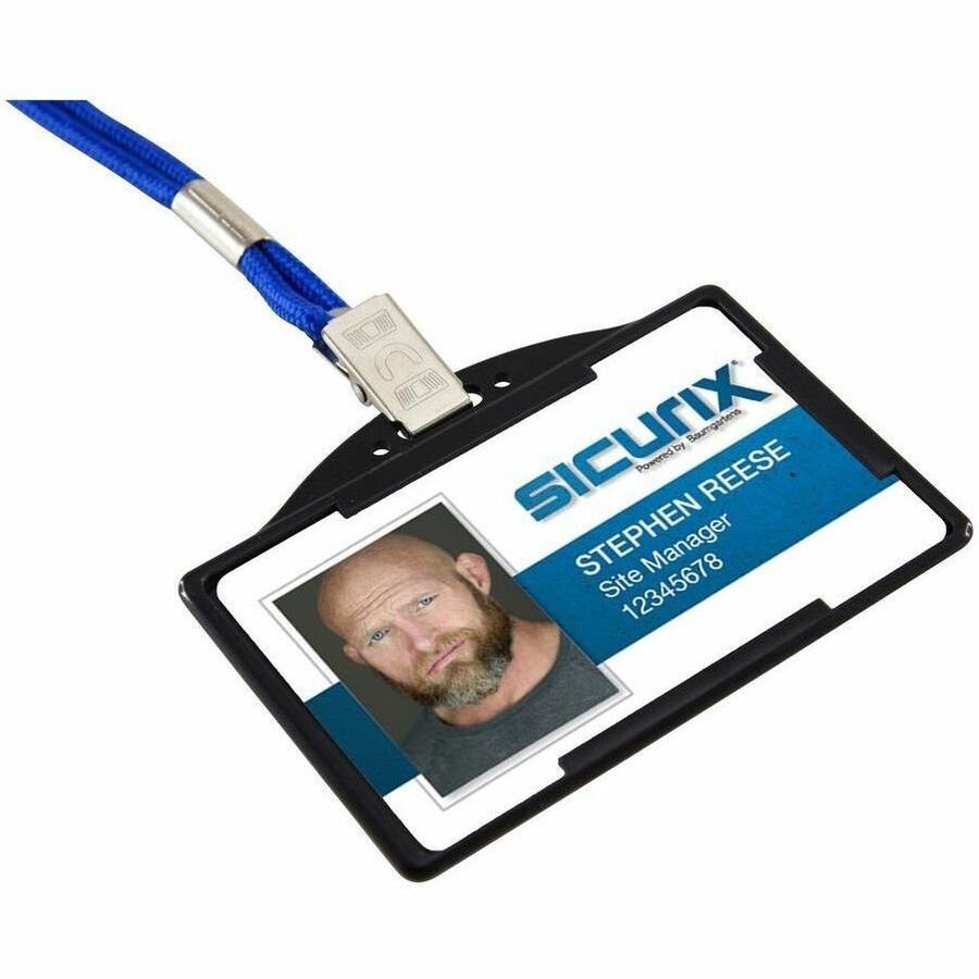 SICURIX Horizontal Black Frame ID Card Holder - Plastic - 25 / Pack - Black
