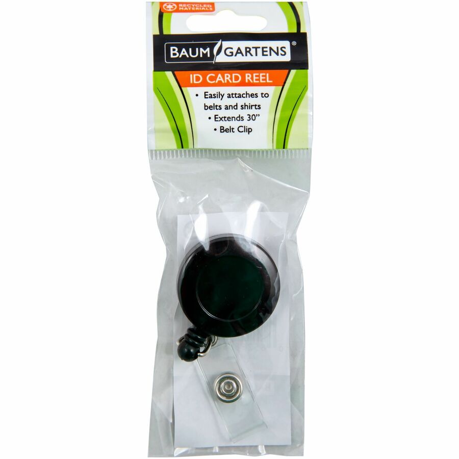ID Card Reel with Belt Clip, 30" Extension, Black