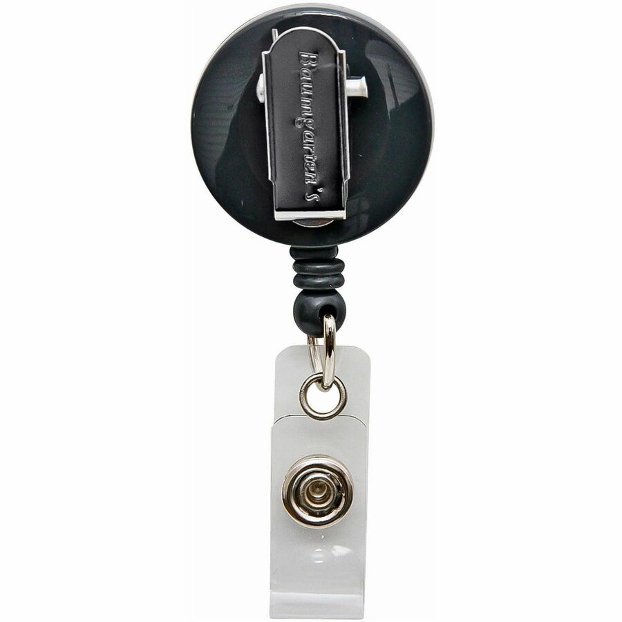 Swivel-Style Spring-Clip ID Card Reel, 30" Extension, Black