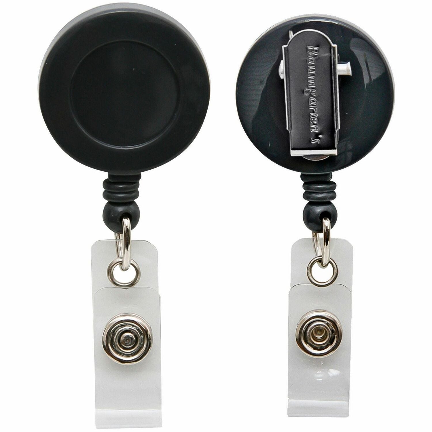 Swivel-Style Spring-Clip ID Card Reel, 30" Extension, Black