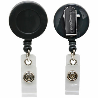 Swivel-Style Spring-Clip ID Card Reel, 30" Extension, Black