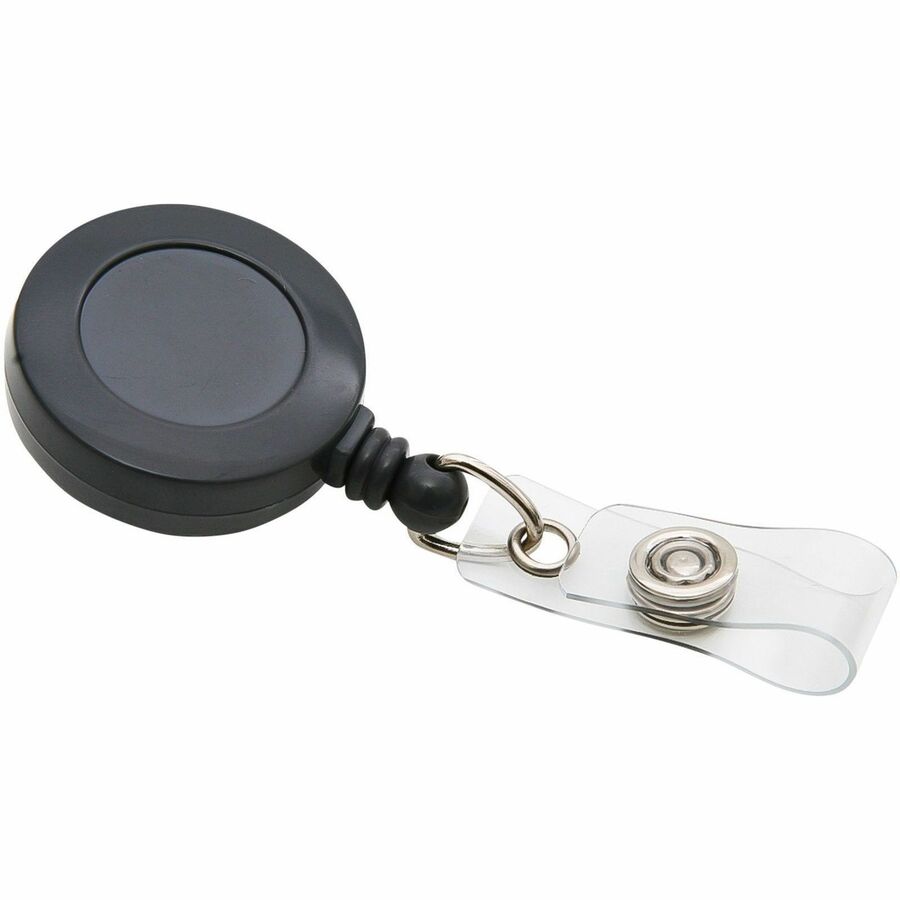 Swivel-Style Spring-Clip ID Card Reel, 30" Extension, Black
