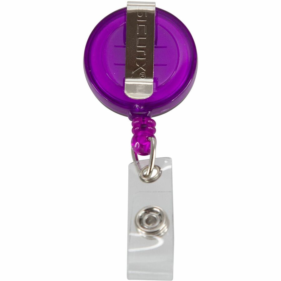 ID Slide-Style Belt Clip Card Reels, 30" Extension, Blue/Purple/Red/Translucent, 4/Pack