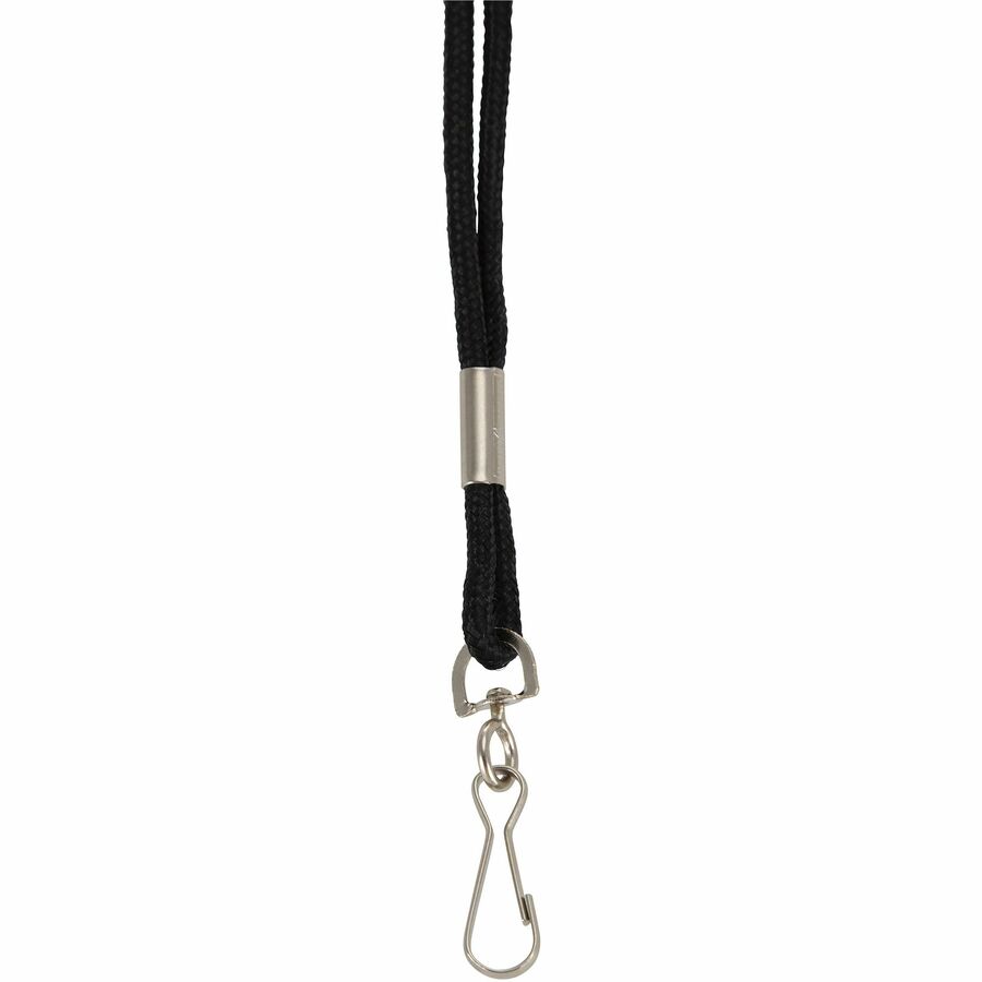 Rope Lanyard, Metal Hook Fastener, 36" Long, Nylon, Black