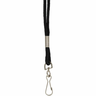 Rope Lanyard, Metal Hook Fastener, 36" Long, Nylon, Black