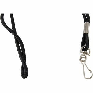 Rope Lanyard, Metal Hook Fastener, 36" Long, Nylon, Black