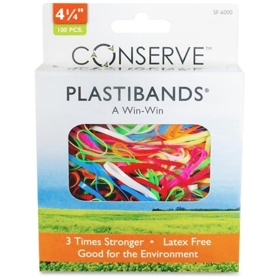 Conserve Plastibands - 4.3" Length - Latex-free - 100 / Box - Polyurethane - Assorted - 