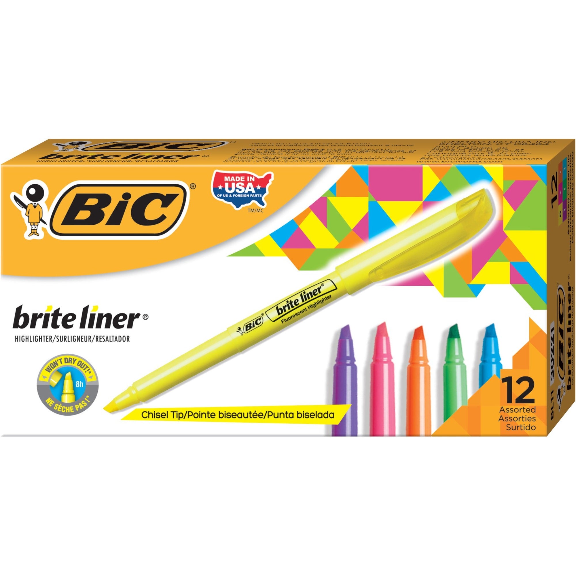 BIC Brite Liner Highlighter, Sold as 1 Box, 12 Each per Box - 1