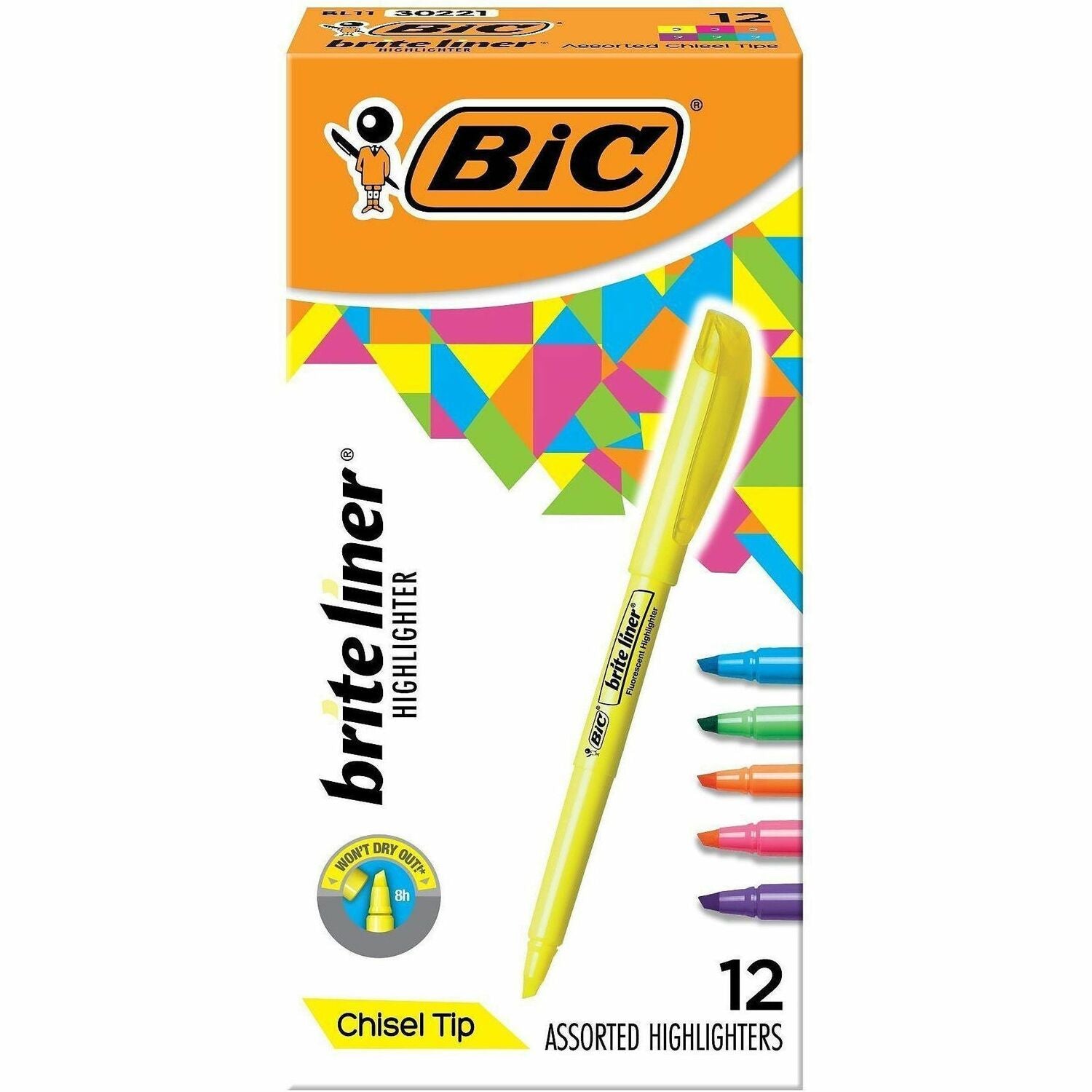 BIC Brite Liner Highlighter, Sold as 1 Box, 12 Each per Box