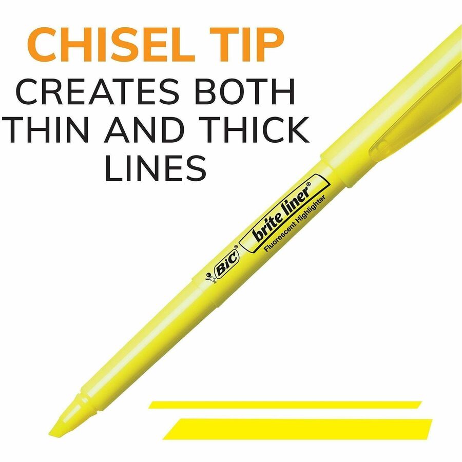 Brite Liner Highlighter, Fluorescent Green Ink, Chisel Tip, Green/Black Barrel, Dozen
