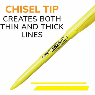 Brite Liner Highlighter, Fluorescent Pink Ink, Chisel Tip, Pink/Black Barrel, Dozen