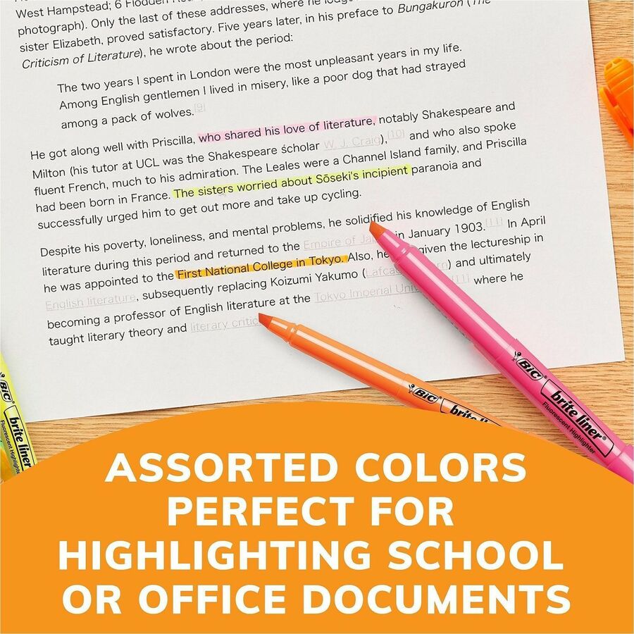 Brite Liner Highlighter, Fluorescent Pink Ink, Chisel Tip, Pink/Black Barrel, Dozen