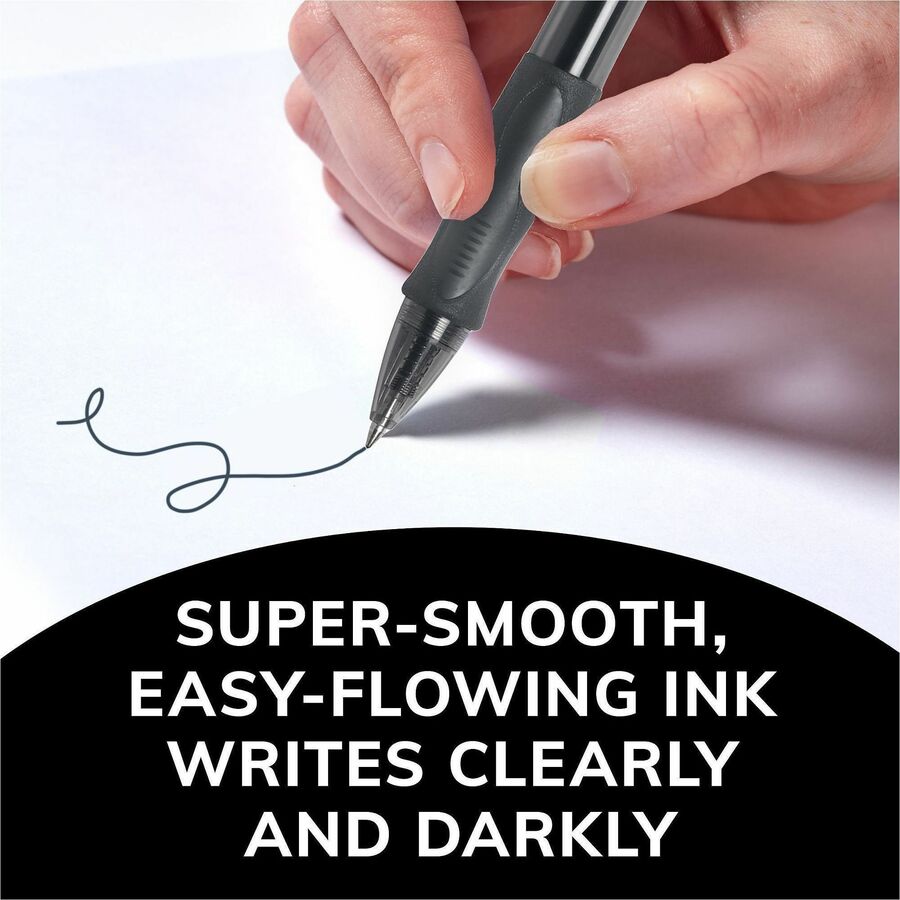 BIC Gel Retractable Pens - Medium Pen Point - 0.7 mm Pen Point Size - Refillable - Retractable - Black Gel-based Ink - Translucent Barrel - 2 / Pack