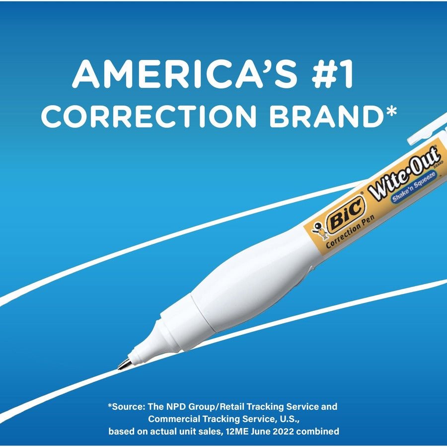 BIC Shake 'n Squeeze Correction Pen, White, 1 Pack - Tip Applicator - 8 mL - White - 1 / Pack