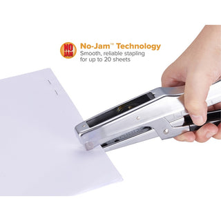 Bostitch Plier Stapler - 20 Sheets Capacity - 210 Staple Capacity - Full Strip - 1/4" Staple Size - 1 Each - Chrome