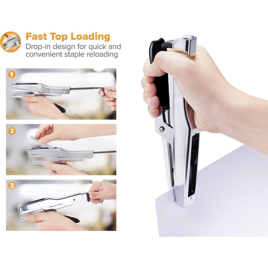 Bostitch Plier Stapler - 20 Sheets Capacity - 210 Staple Capacity - Full Strip - 1/4" Staple Size - 1 Each - Chrome