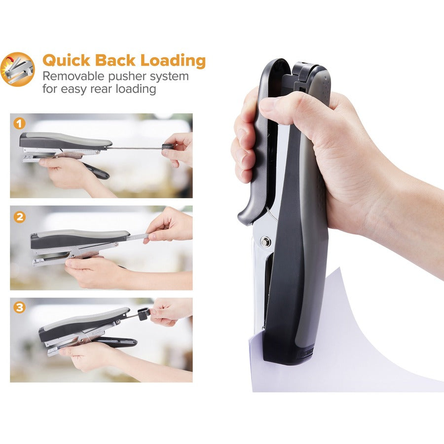 Standard Plier Stapler, 20-Sheet Capacity, 0.25" Staples, 2.5" Throat, Black/Gray