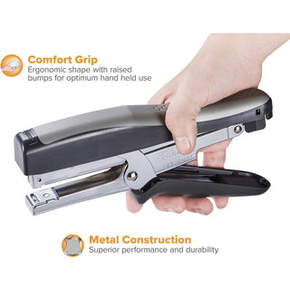 Standard Plier Stapler, 20-Sheet Capacity, 0.25" Staples, 2.5" Throat, Black/Gray