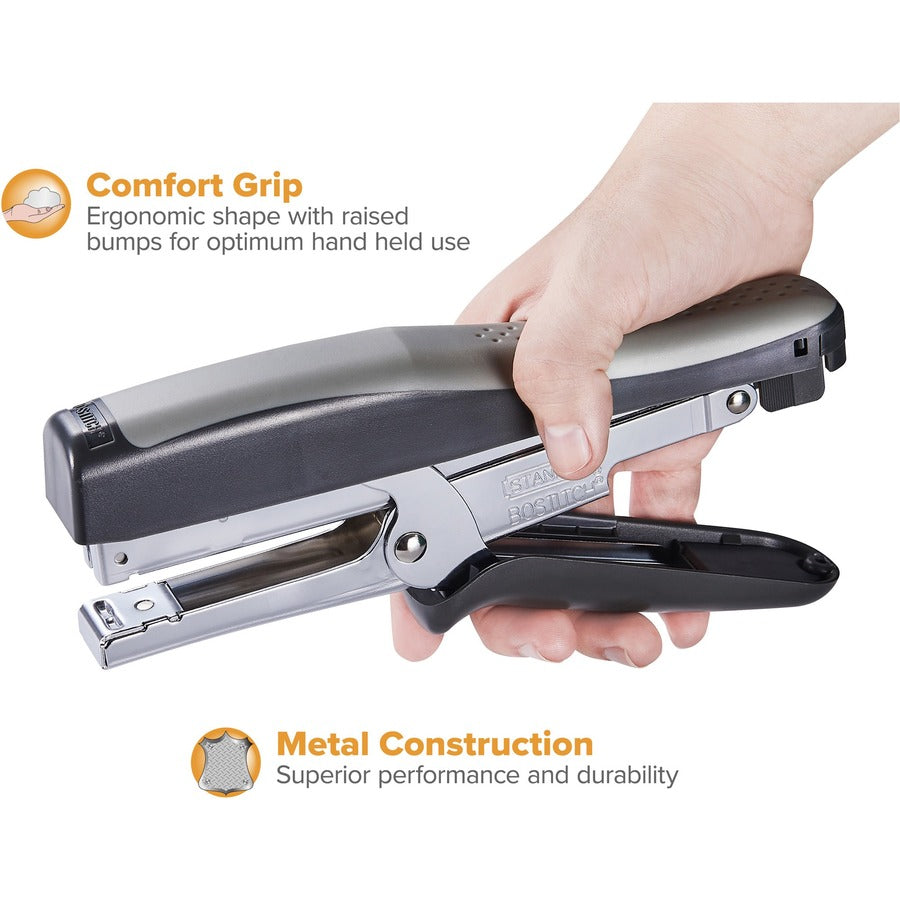 Standard Plier Stapler, 20-Sheet Capacity, 0.25" Staples, 2.5" Throat, Black/Gray