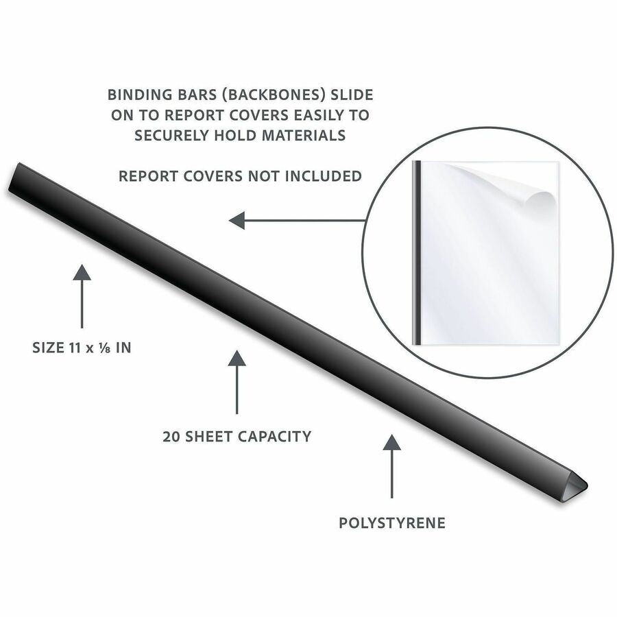 C-Line Binding Bars Only - Black, 11 x 1/8, 100/BX, 34551