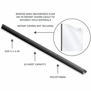 C-Line Binding Bars Only - Black, 11 x 1/8, 100/BX, 34551