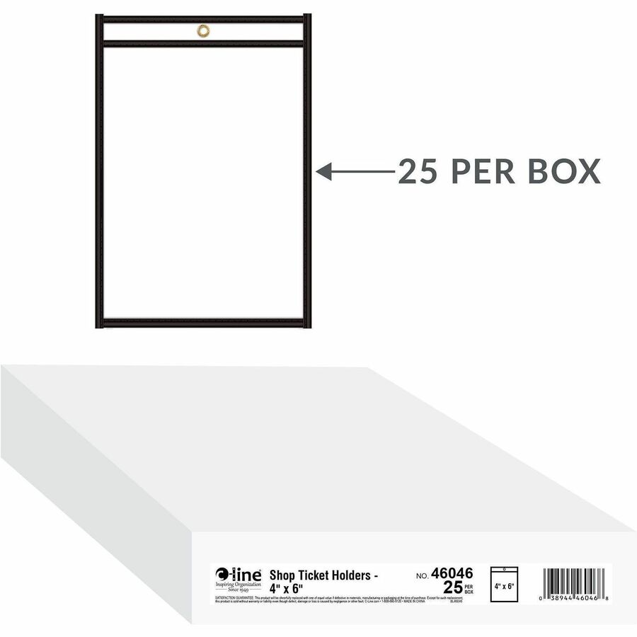 C-Line Shop Ticket Holders, Stitched - Both Sides Clear, 4 x 6, 25/BX, 46046
