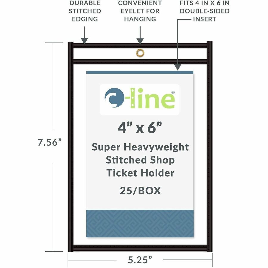 C-Line Shop Ticket Holders, Stitched - Both Sides Clear, 4 x 6, 25/BX, 46046