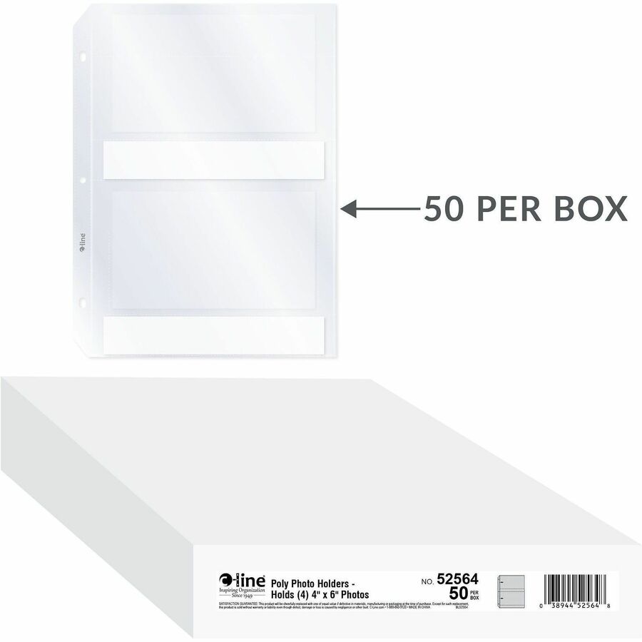 C-Line Ring Binder Photo Storage Pages - 4 Capacity - 4" Width x 6" Length - 3-ring Binding