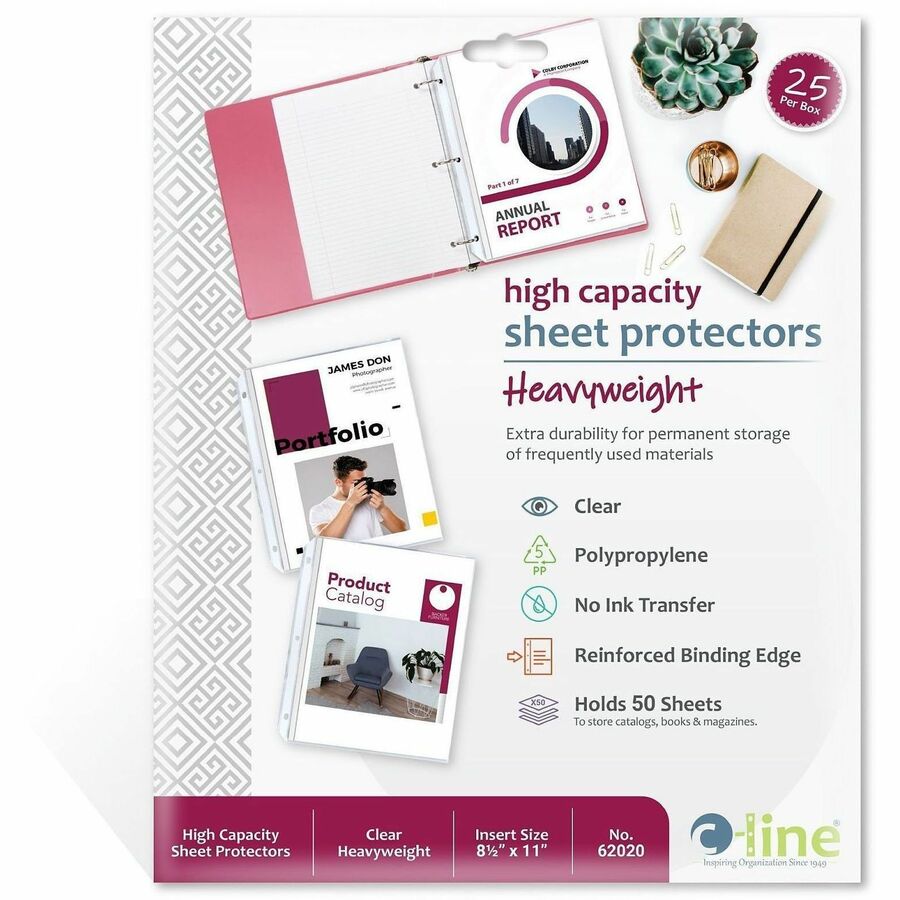 High Capacity Polypropylene Sheet Protectors, Clear, 50", 11 x 8.5, 25/BX