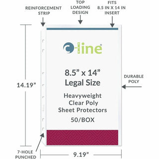 Heavyweight Poly Sheet Protectors, Clear, 2", 14 x 8.5, 50/Box
