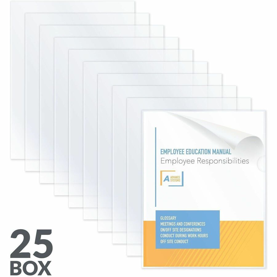 Poly Project Folders, Letter Size, Clear, 25/Box