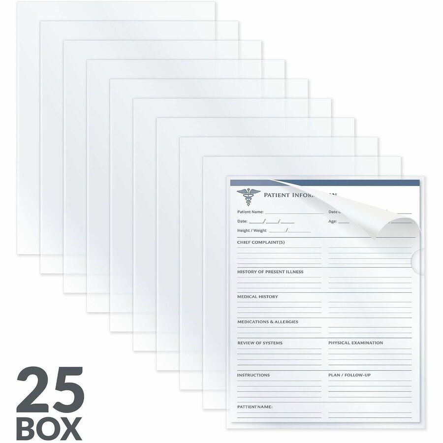 Antimicrobial Protected Poly Project Folders, Letter Size, Clear, 25/Box