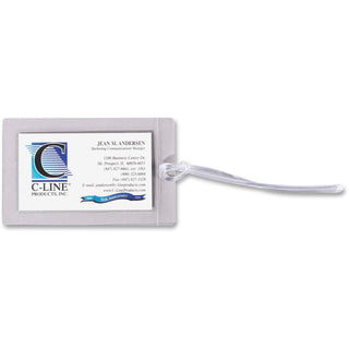 C-Line Super Heavyweight Cleer Adheer Luggage Tag with Straps - Clear, 4-9/16 x 2-13/16, 10/PK, 65107 - 