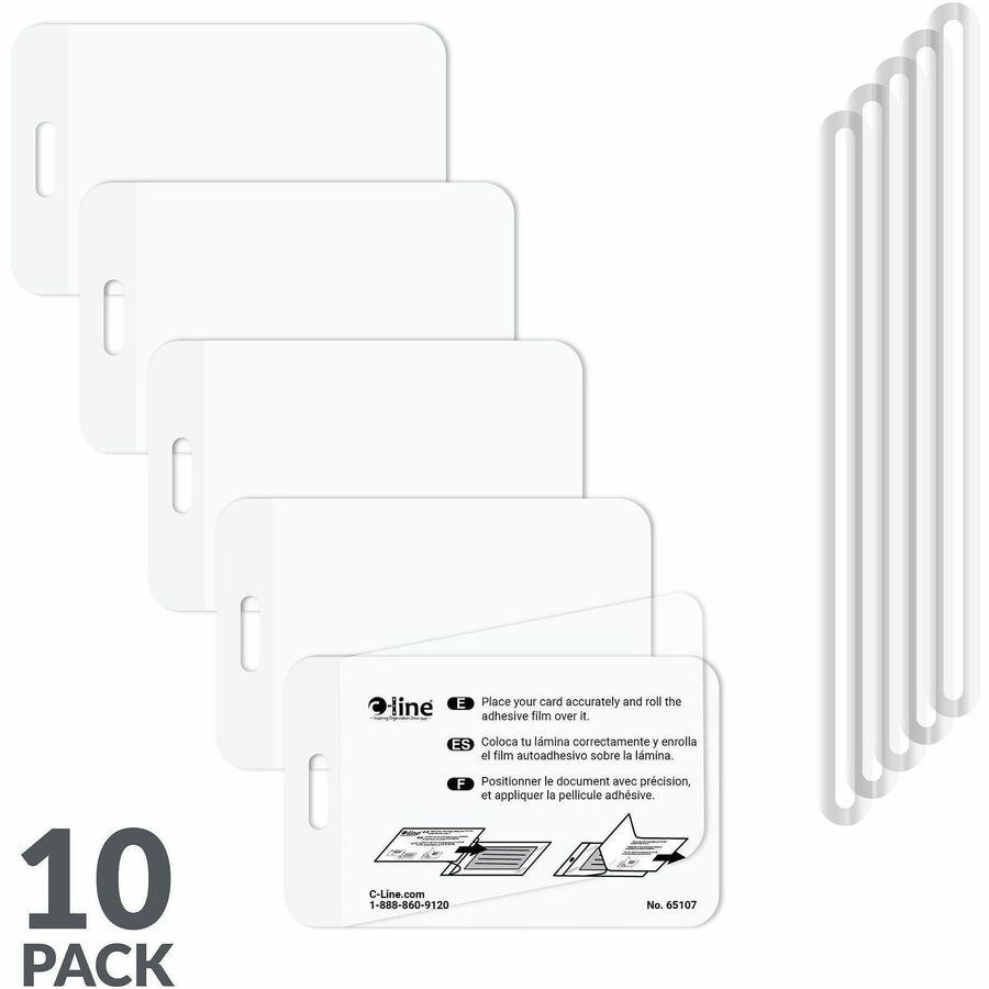 C-Line Super Heavyweight Cleer Adheer Luggage Tag with Straps - Clear, 4-9/16 x 2-13/16, 10/PK, 65107