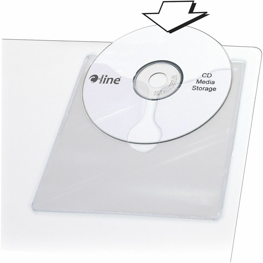 Self-Adhesive CD Holder, 1 Disc Capacity, Clear, 10/Pack