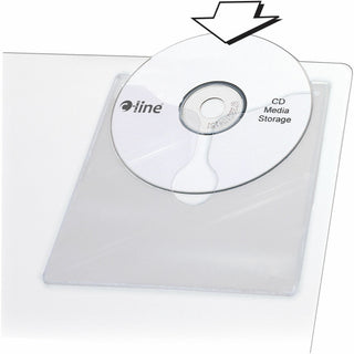 Self-Adhesive CD Holder, 1 Disc Capacity, Clear, 10/Pack