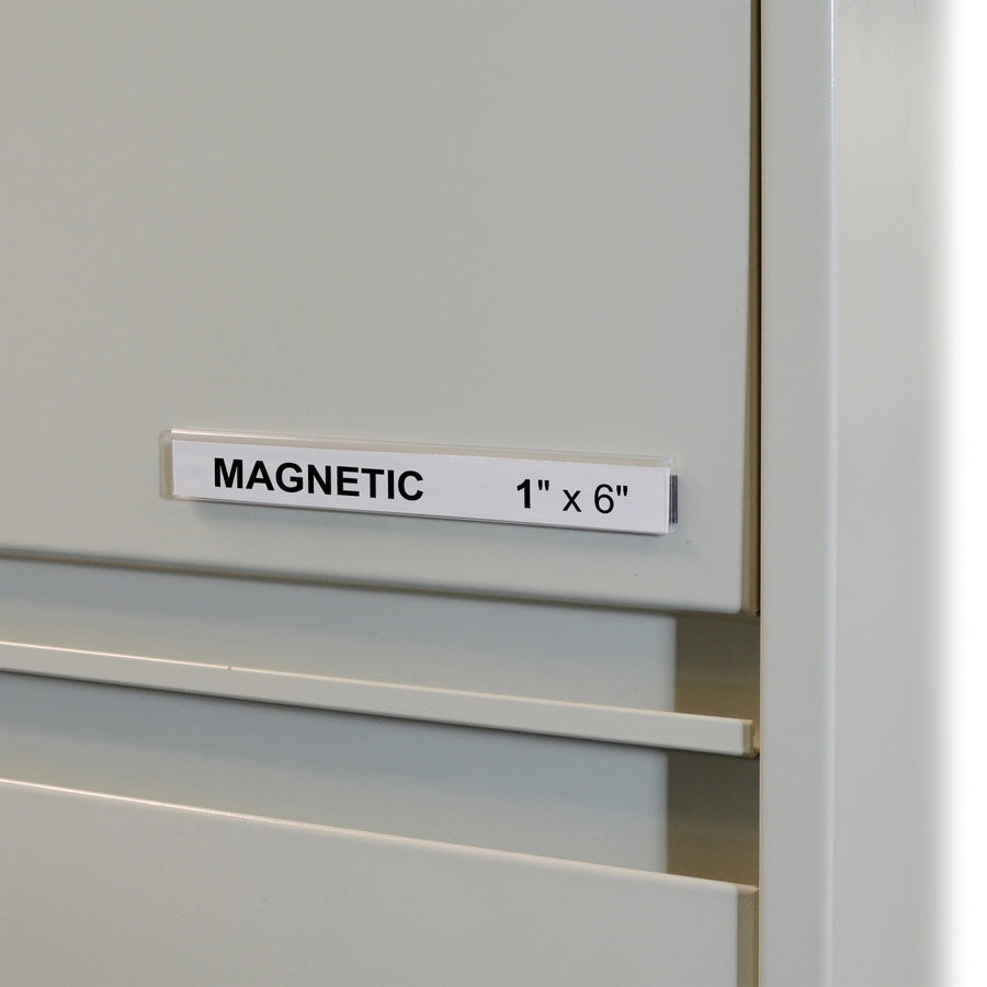 HOL-DEX Magnetic Shelf/Bin Label Holders, Side Load, 1 x 6, Clear, 10/Box