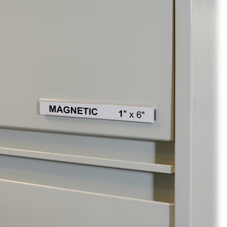 HOL-DEX Magnetic Shelf/Bin Label Holders, Side Load, 1 x 6, Clear, 10/Box