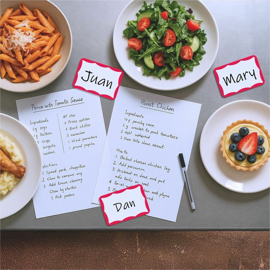 C-Line Self-Adhesive Name Tags - Red Border, Peel & Stick, 3-1/2 x 2-1/4, 100/BX, 92264