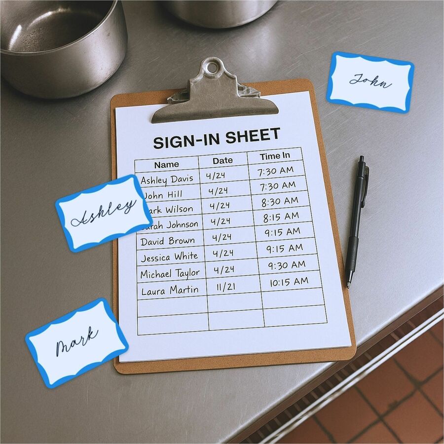 C-Line Self-Adhesive Name Tags - Blue Border, Peel & Stick, 3-1/2 x 2-1/4, 100/BX, 92265
