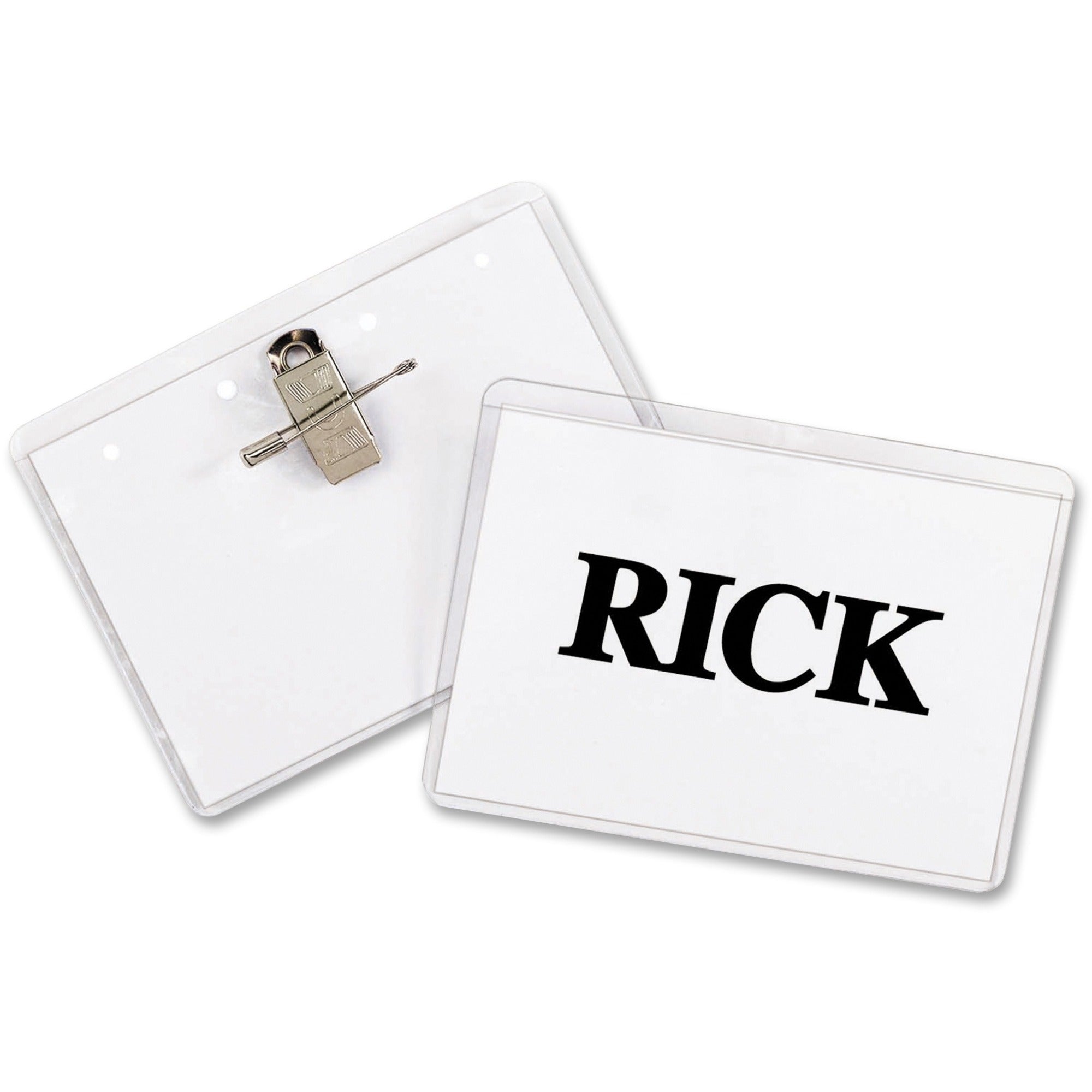 Name Badge Kits, Top Load, 4 x 3, Clear, Combo Clip/Pin, 50/Box