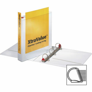 Cardinal Xtravalue Clearvue Locking D-Ring Binder - 1 1/2" Binder Capacity - Letter - 8 1/2" x 11" Sheet Size - 375 Sheet Capacity - 1 3/5" Spine Width - 3 x D-Ring Fastener(s) - 2 Inside Front & Back Pocket(s) - Vinyl - White - 1.08 lb - Locking Rin - 