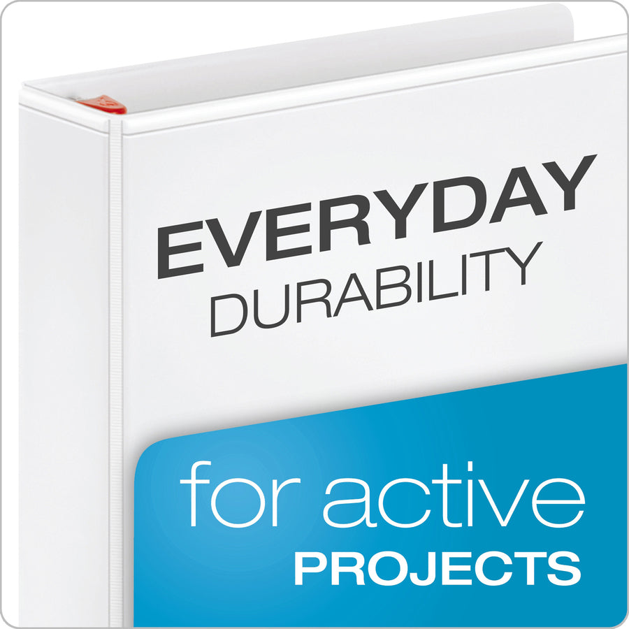 Cardinal Xtravalue Clearvue Locking D-Ring Binder - 1 1/2" Binder Capacity - Letter - 8 1/2" x 11" Sheet Size - 375 Sheet Capacity - 1 3/5" Spine Width - 3 x D-Ring Fastener(s) - 2 Inside Front & Back Pocket(s) - Vinyl - White - 1.08 lb - Locking Rin - 