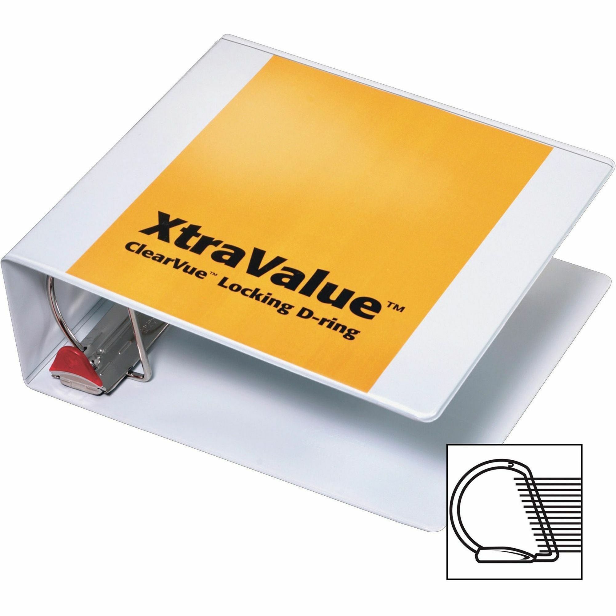 Cardinal Xtravalue Clearvue Locking D-Ring Binder - 4" Binder Capacity - Letter - 8 1/2" x 11" Sheet Size - 890 Sheet Capacity - 3 3/5" Spine Width - 3 x D-Ring Fastener(s) - 2 Inside Front & Back Pocket(s) - Vinyl - White - 2.04 lb - Locking Ring, C - 