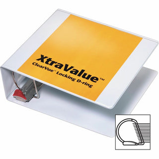 Cardinal Xtravalue Clearvue Locking D-Ring Binder - 4" Binder Capacity - Letter - 8 1/2" x 11" Sheet Size - 890 Sheet Capacity - 3 3/5" Spine Width - 3 x D-Ring Fastener(s) - 2 Inside Front & Back Pocket(s) - Vinyl - White - 2.04 lb - Locking Ring, C