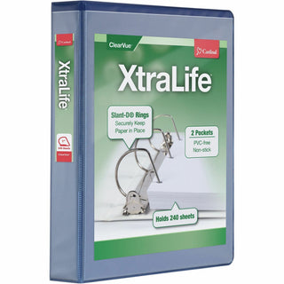 Cardinal Xtralife ClearVue Locking Slant-D Binders - 1 1/2" Binder Capacity - Letter - 8 1/2" x 11" Sheet Size - 375 Sheet Capacity - 1 3/5" Spine Width - 3 x D-Ring Fastener(s) - 2 Inside Front & Back Pocket(s) - Polyolefin - Blue - 1.05 lb - Non-st - 1