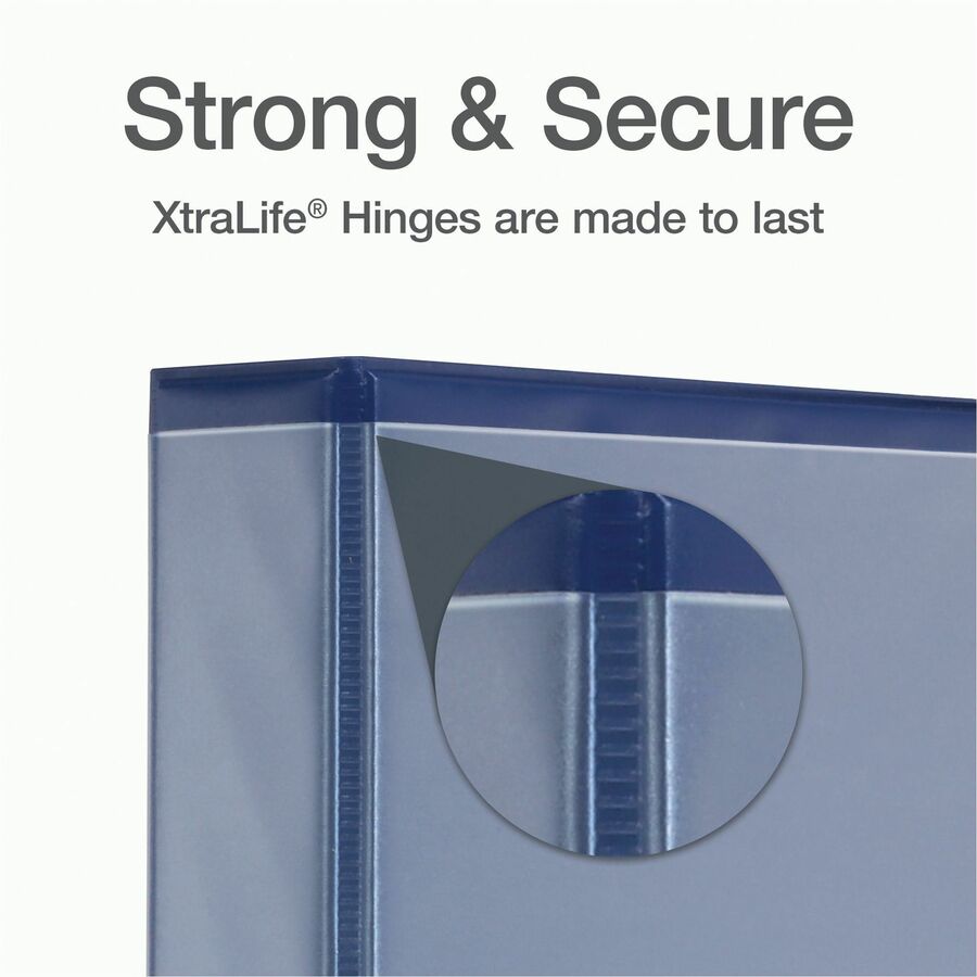 Cardinal Xtralife ClearVue Locking Slant-D Binders - 1 1/2" Binder Capacity - Letter - 8 1/2" x 11" Sheet Size - 375 Sheet Capacity - 1 3/5" Spine Width - 3 x D-Ring Fastener(s) - 2 Inside Front & Back Pocket(s) - Polyolefin - Blue - 1.05 lb - Non-st