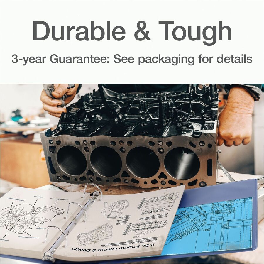 Cardinal Xtralife ClearVue Locking Slant-D Binders - 1 1/2" Binder Capacity - Letter - 8 1/2" x 11" Sheet Size - 375 Sheet Capacity - 1 3/5" Spine Width - 3 x D-Ring Fastener(s) - 2 Inside Front & Back Pocket(s) - Polyolefin - Blue - 1.05 lb - Non-st - 4