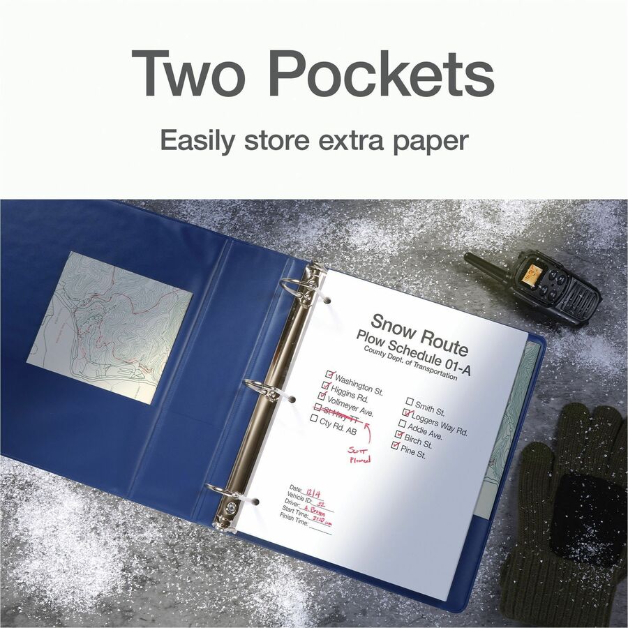 Cardinal Xtralife ClearVue Locking Slant-D Binders - 1 1/2" Binder Capacity - Letter - 8 1/2" x 11" Sheet Size - 375 Sheet Capacity - 1 3/5" Spine Width - 3 x D-Ring Fastener(s) - 2 Inside Front & Back Pocket(s) - Polyolefin - Blue - 1.05 lb - Non-st - 2