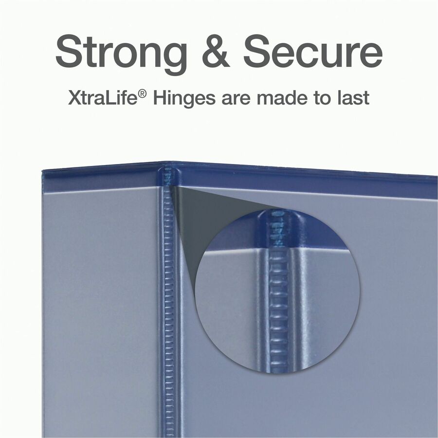 Cardinal Xtralife ClearVue Locking Slant-D Binders - 2" Binder Capacity - Letter - 8 1/2" x 11" Sheet Size - 540 Sheet Capacity - 2 1/2" Spine Width - 3 x D-Ring Fastener(s) - 2 Inside Front & Back Pocket(s) - Polyolefin - Blue - 1.25 lb - Non-stick,
